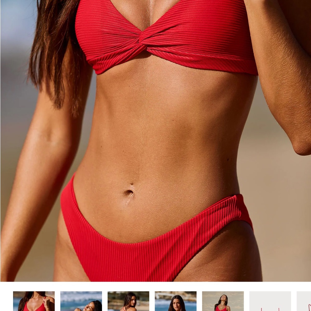 Red Twist-Front Bikini Set